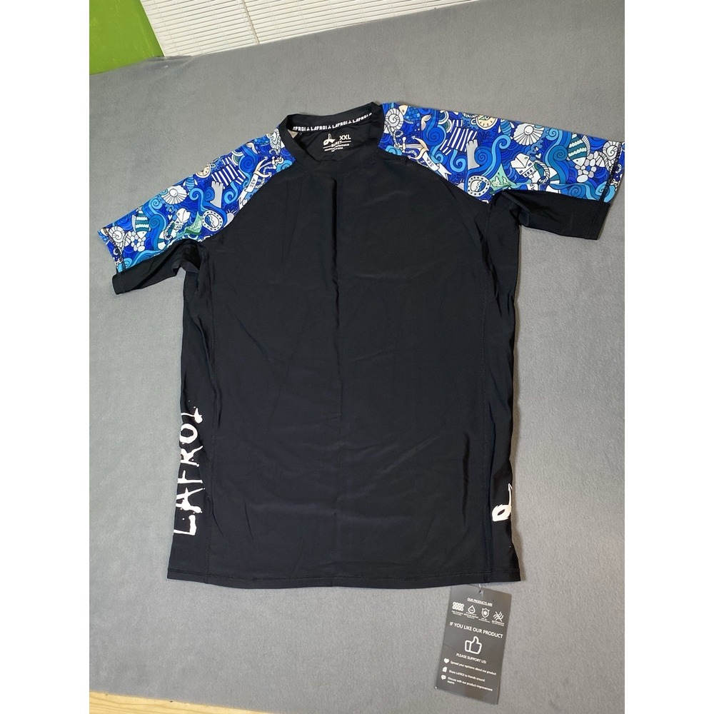 New With Tags! Men's Performance Rash Guard With Pop Art Nautical Doodle Pattern